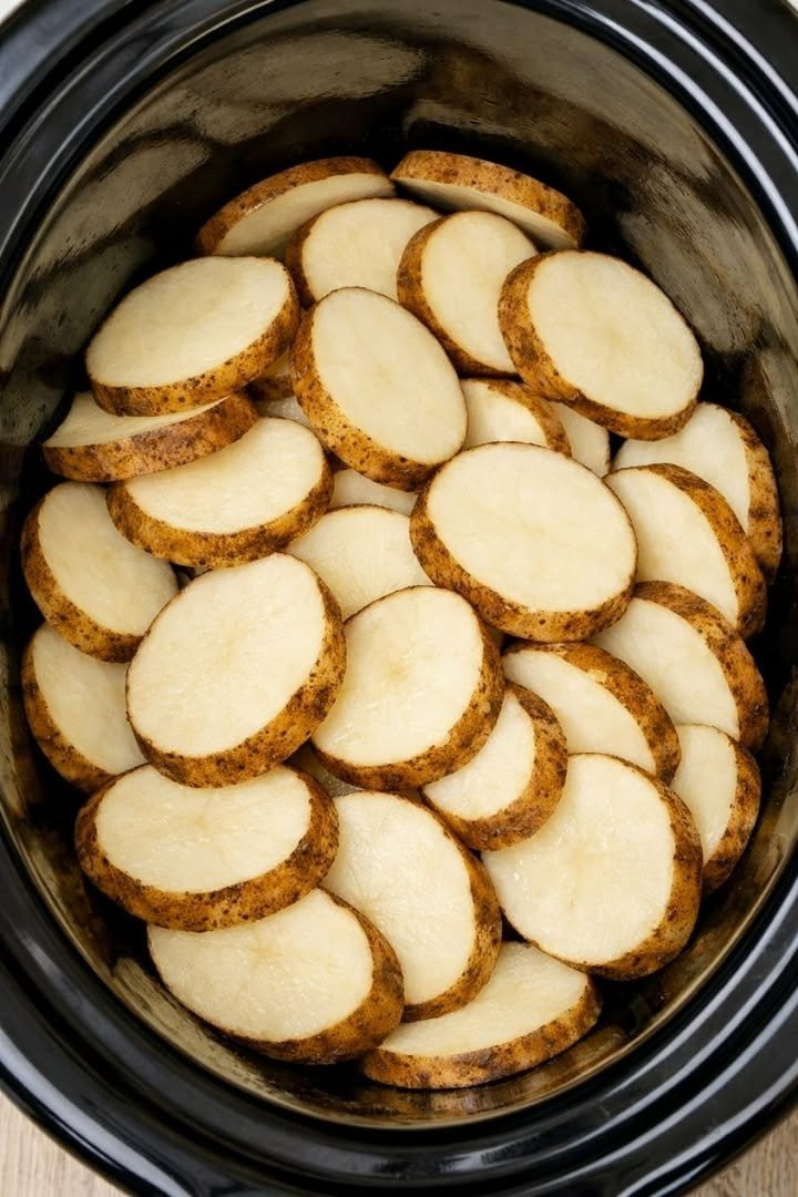 Put Sliced Russet Potatoes in the Slow Cooker Along With 2 Other Ingredients for a Meal He’ll Beg For!