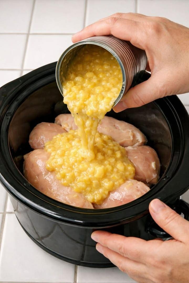 Dump Cream Style Corn Over Chicken Breasts for a Hearty Meal That Disappears Fast!