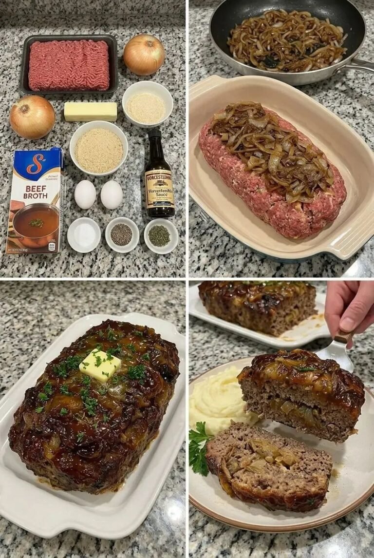 French Onion Meatloaf with Swiss Cheese 