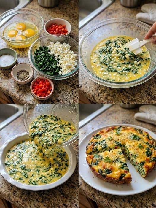 Mediterranean Cottage Cheese & Spinach Crustless Quiche
