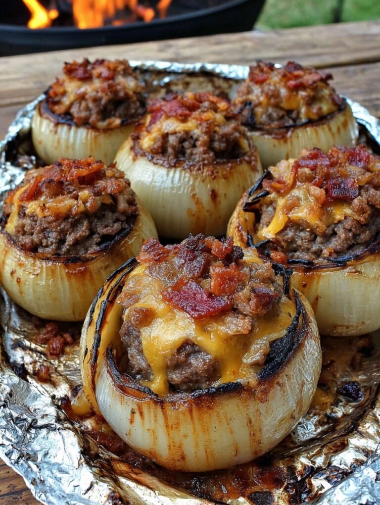 Mediterranean Firecracker Bacon Cheddar Cheeseburger Stuffed Onion