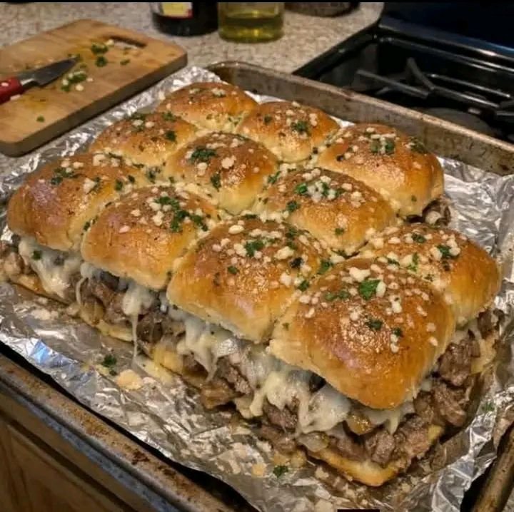 Cheesy Garlic Butter Steak Sliders