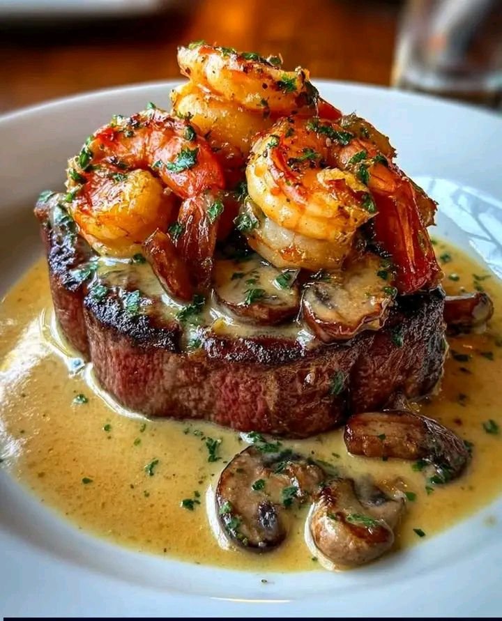 Cajun Shrimp Steak with Creamy Mushroom Sauce