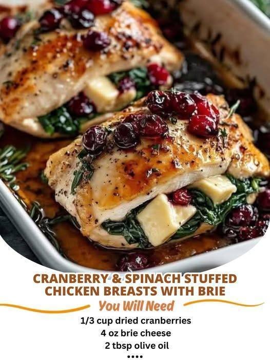 Cranberry & Spinach Stuffed Chicken Breasts with Brie 