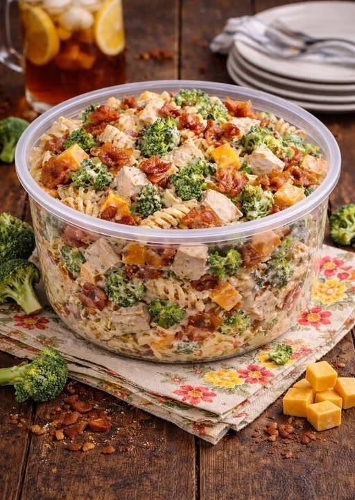 CHICKEN BACON BROCCOLI PASTA SALAD