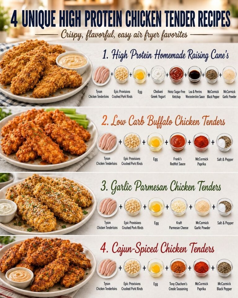 These 4 High Protein Chicken Tender Recipes are crunchy, flavorful, and perfect for an easy low-carb meal or snack