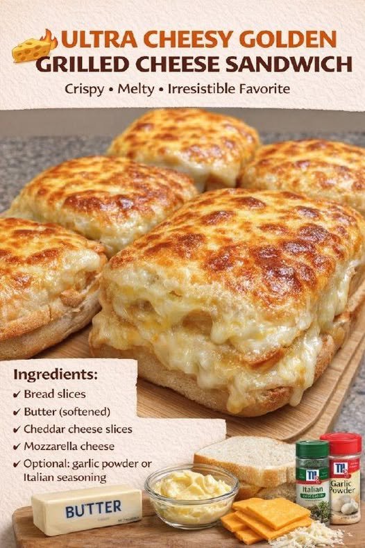 The Ultimate Ultra-Cheesy Golden Grilled Cheese Sandwich