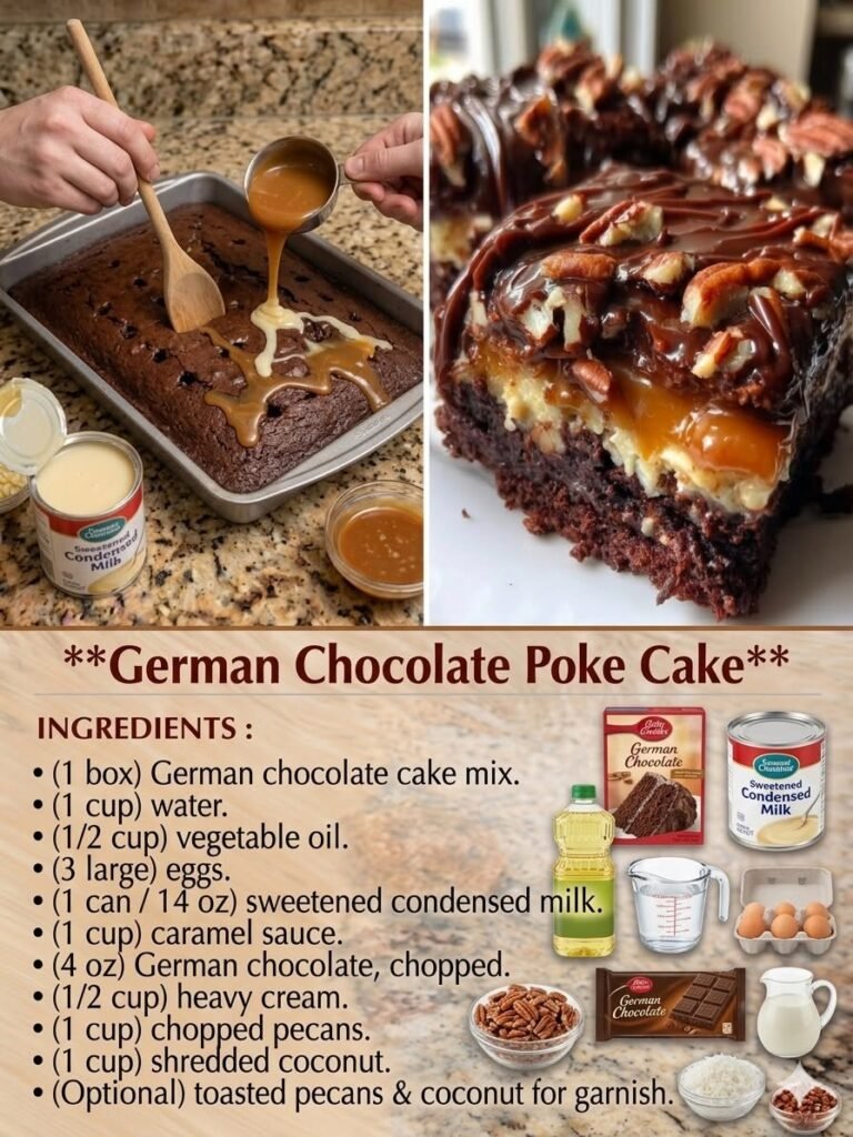 German Chocolate Poke Cake 