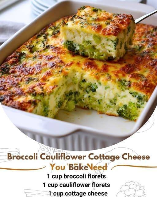 Broccoli & Cauliflower Cottage Cheese Bake