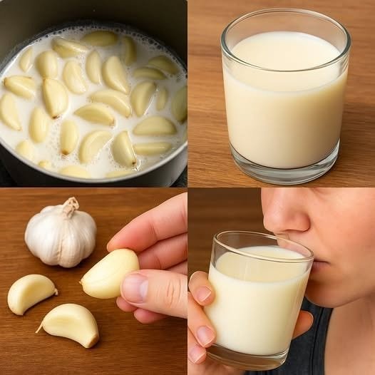 Boil garlic in milk, drink once
