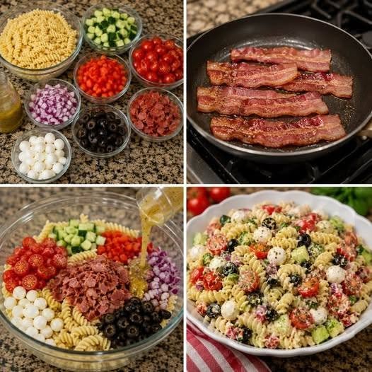 Chopped Italian Pasta Salad: Easy French Twist with Turkey Bacon
