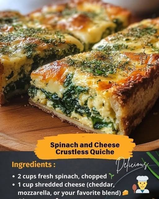 Cottage Cheese & Spinach Crustless Quiche. Light, low carb, and creamy!
