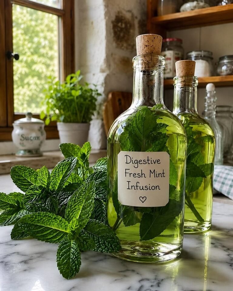 Homemade Digestive with Fresh Mint