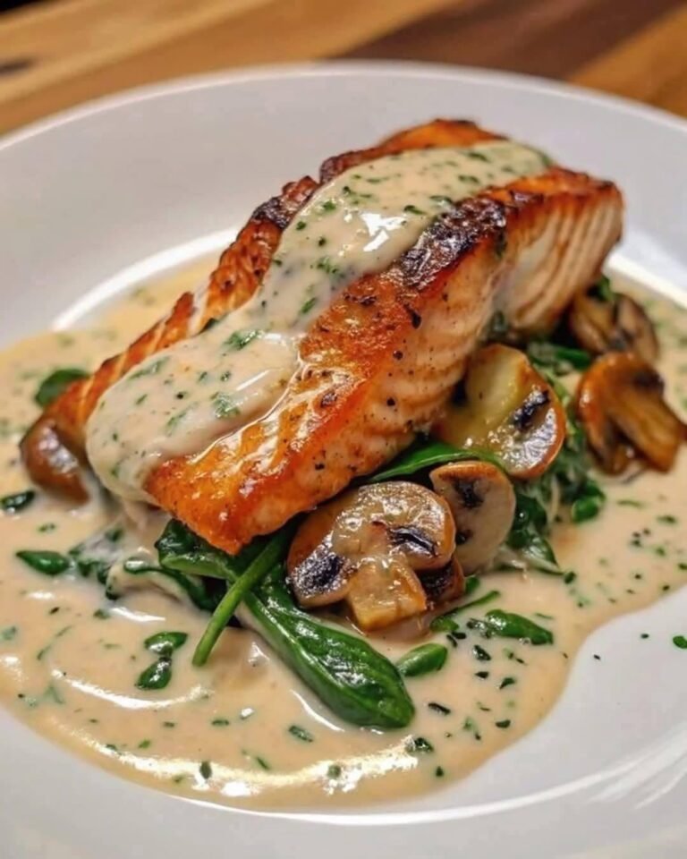 Creamy Garlic Butter Salmon with Spinach & Mushrooms