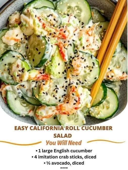 Easy California Roll Cucumber Salad