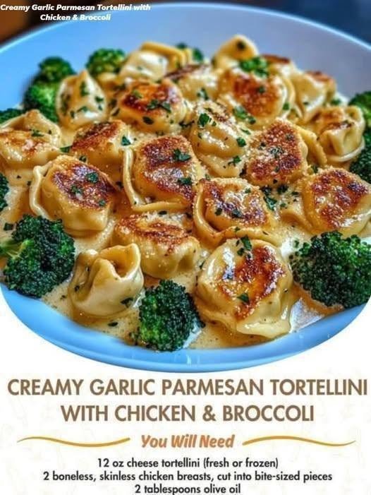 Creamy Garlic Parmesan Tortellini with Chicken & Broccoli