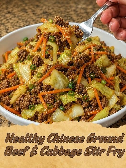 Healthy Chinese Ground Beef & Cabbage Stir-Fry