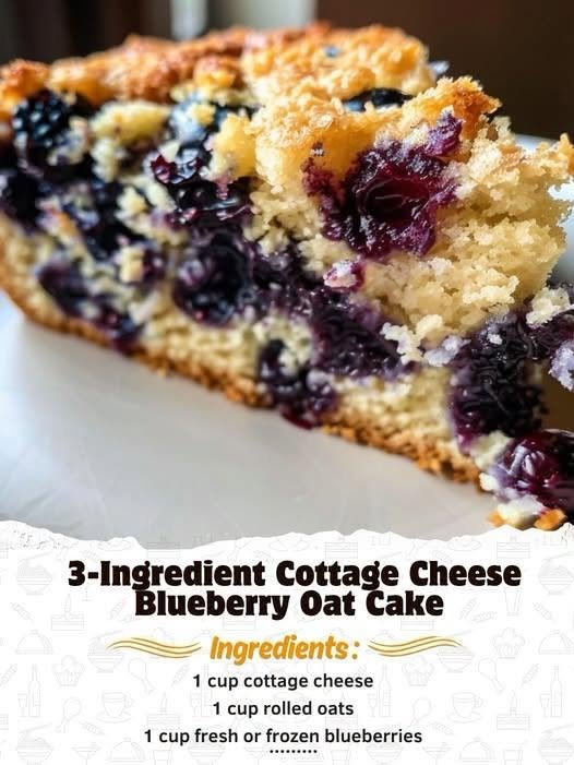 3-Ingredient Cottage Cheese Blueberry Oat Cake