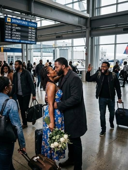 I caught my boyfriend kissing another woman at the airport, so I grabbed a handsome stranger and kissed him back. ‘I’ll destroy your career!’ my ex hissed. ‘My new mistress is the CFO.’ The stranger laughed coldly, handed me a black business card, and whispered, ‘Check the name.’ My blood ran cold—he wasn’t just a stranger; he was.