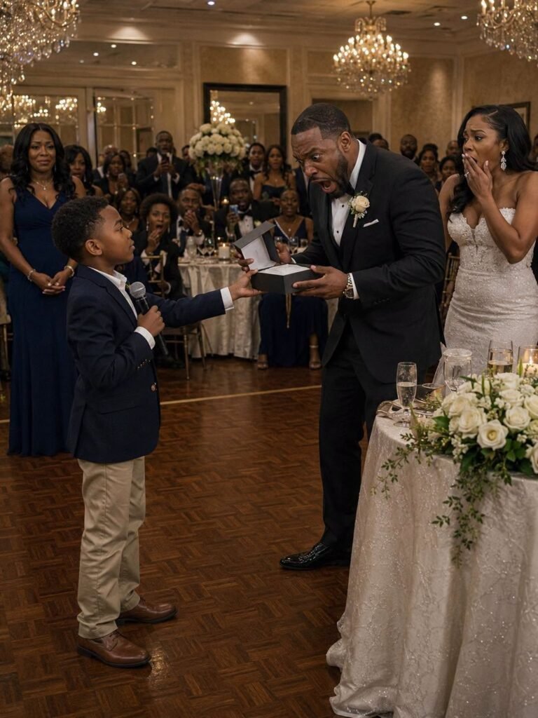 My ex-husband cheated on me, left me and our son, and still invited us to his wedding. During his speech, he laughed and said, “Leaving that trash was the best decision of my life!” The crowd burst into laughter. Then my son calmly took the microphone. “I brought a special gift for you, Dad,” he said, handing him a box. When my ex opened it, his scream silenced the entire room.