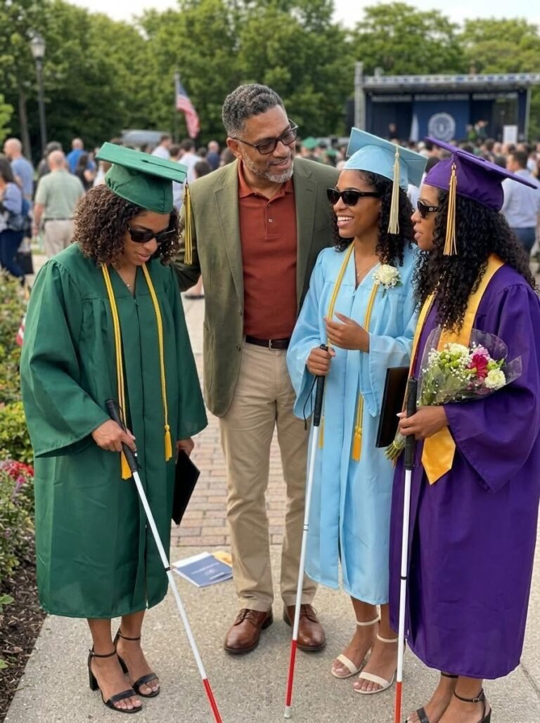 My Wife Left Me with Our Blin:d Newborn Triplets – 18 Years Later, She Showed up at Their Graduation, and What One Daughter Said on Stage Sh0cked Everyone