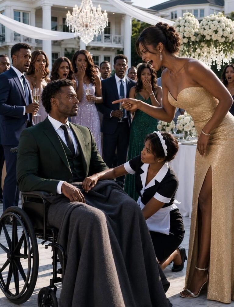 I pretended the accident had broken my bones, so I sat silently in my wheelchair and watched my fiancée laugh mockingly in front of everyone. “Look at you,” she sneered, leaning closer. “Now you’re nothing—just a useless cripple.” No one defended me. Only the maid knelt beside me,