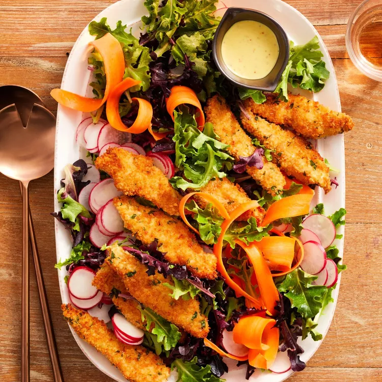 Crispy Chicken Salad with Yummy Honey Mustard Dressing