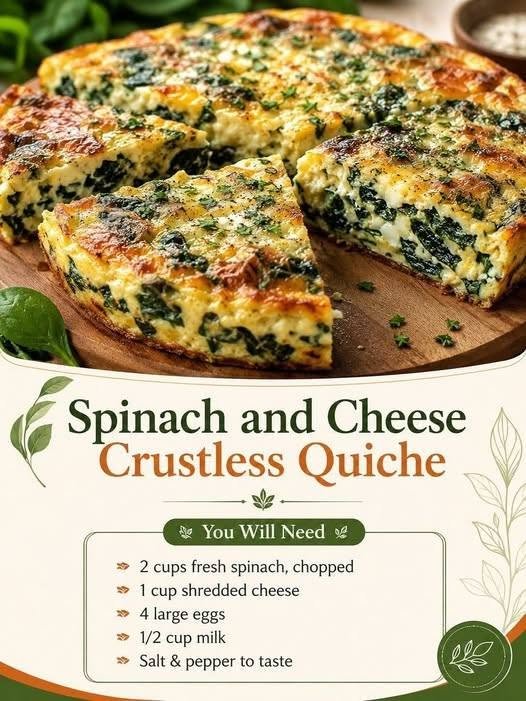 Spinach and Cheese Crustless Quiche
