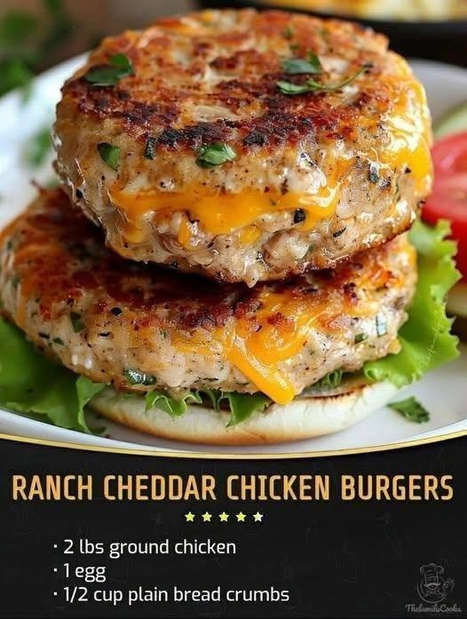 Ranch Cheddar Chicken Burgers