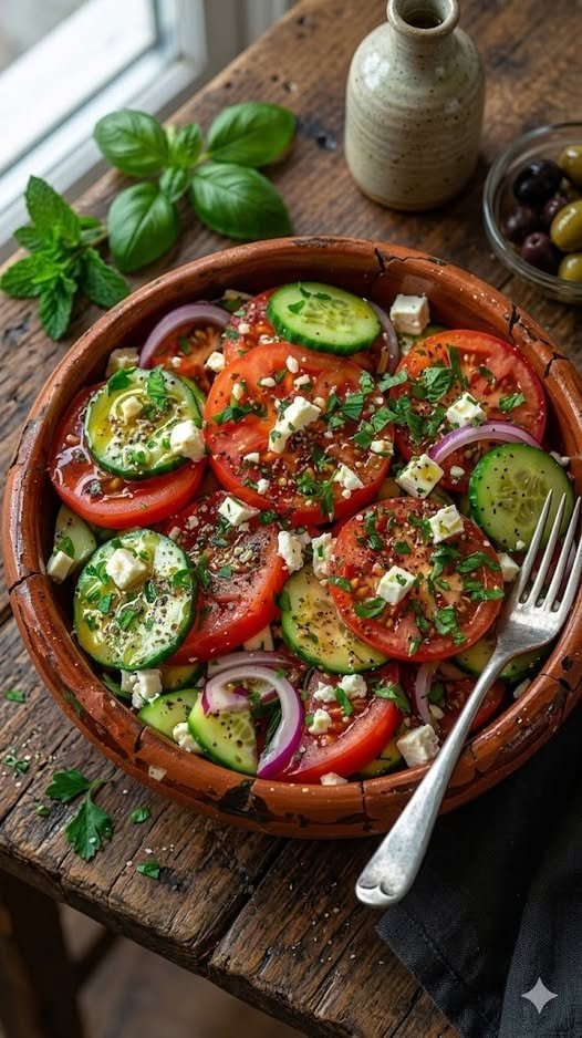 The Ultimate Mediterranean Cucumber Tomato Feta Salad 