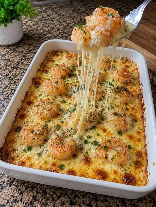 Anti-Inflammatory Cheesy Garlic Shrimp Bake