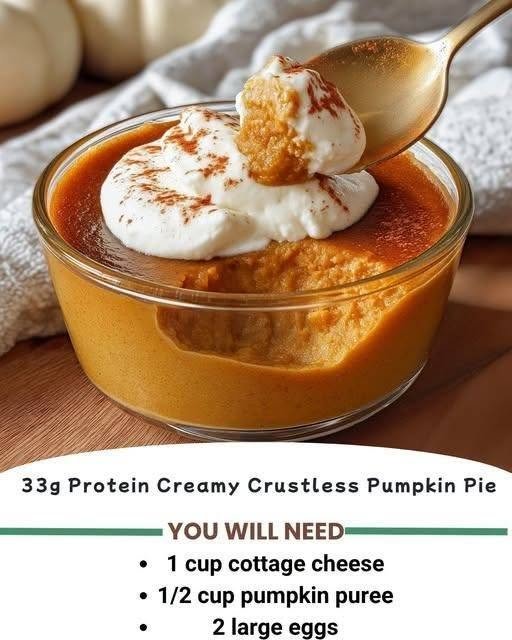 33g Protein Creamy Crustless Pumpkin Pie