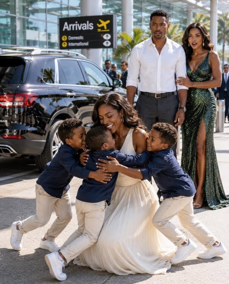 My billionaire ex-husband sat next to me on a flight just to sh3me me—until three little boys stepped out of a Bentley and ran toward me, calling, “Mom!”