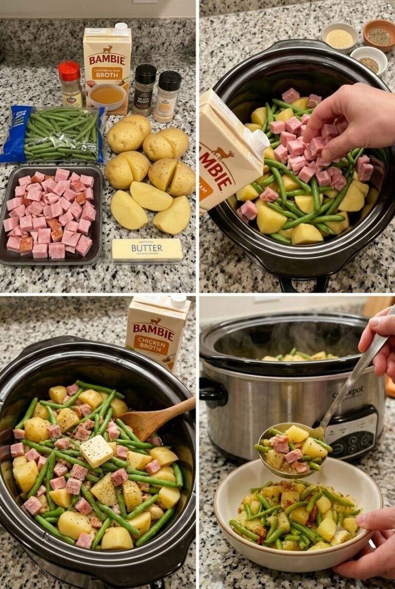 Crockpot Ham, Green Beans & Potatoes 