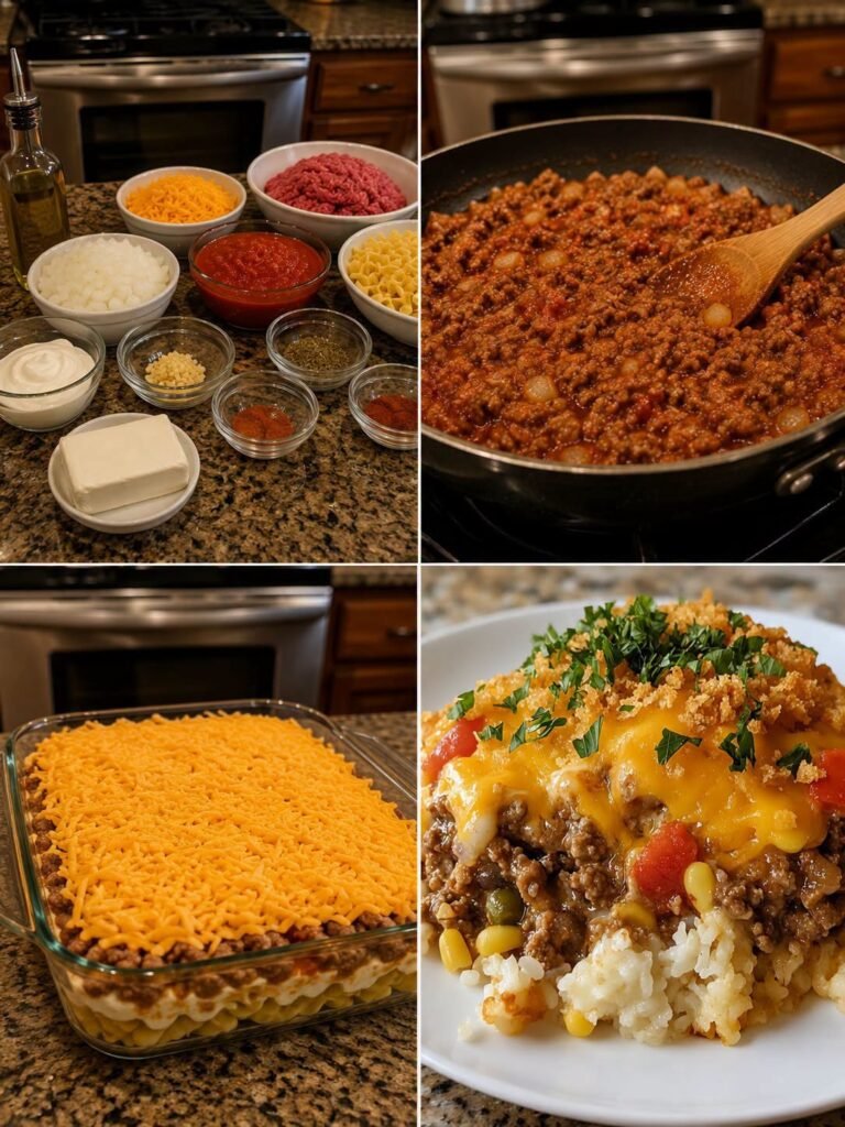 Ground Beef and Noodles bake