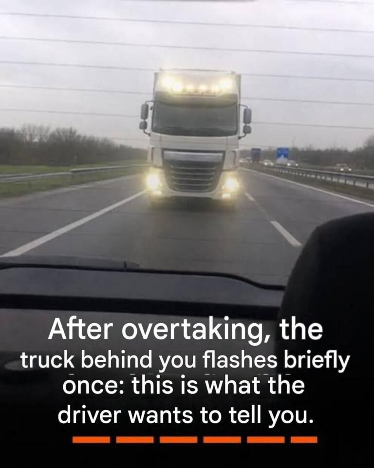 After overtaking, the truck behind you flashes briefly once: this is what the driver wants to tell you.