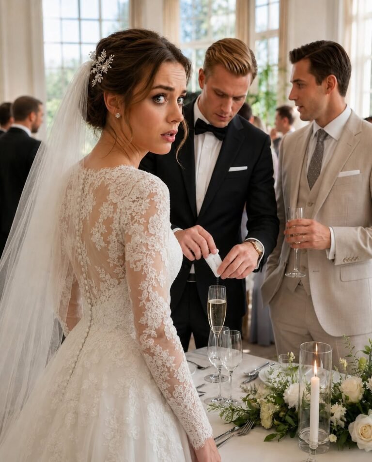 At my wedding, I caught my brother slipping something into my glass. I didn’t scream or panic. I quietly switched our drinks. Then he lifted his toast, smirked, and said, “Congrats, little sister. My surprise is coming soon.”